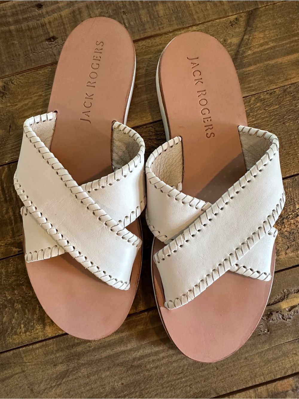 Jack Rogers Sloane X Band White Slide Sandals Size 7.5